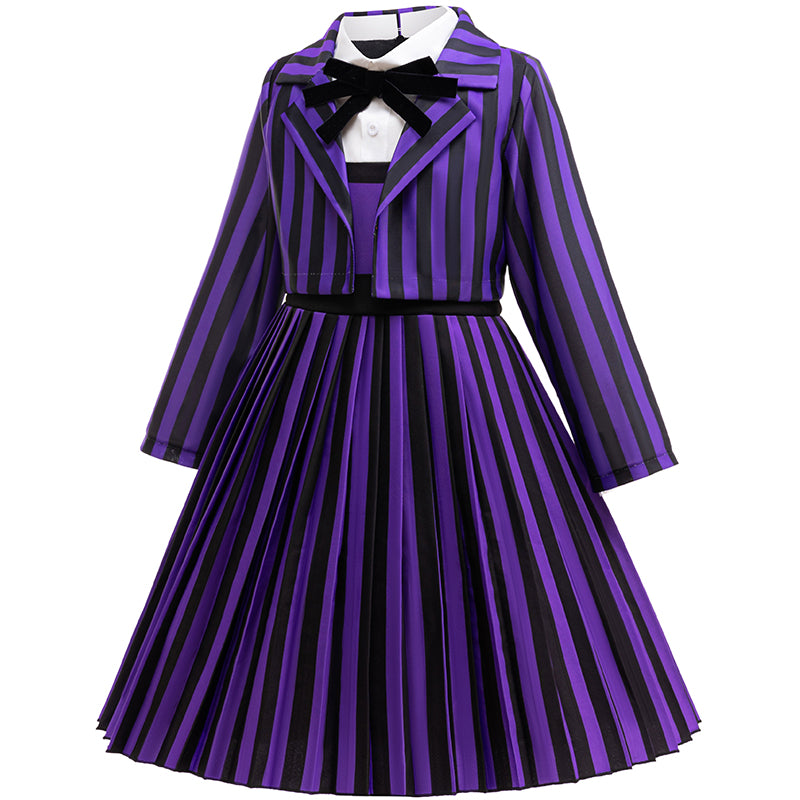 Wednesday and Enid Sinclair Cosplay Costume, 2 Pcs Girl Dress Set, for Halloween Carnival, Birthday Party Performance, K