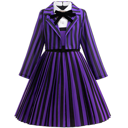 Wednesday and Enid Sinclair Cosplay Costume, 2 Pcs Girl Dress Set, for Halloween Carnival, Birthday Party Performance, K