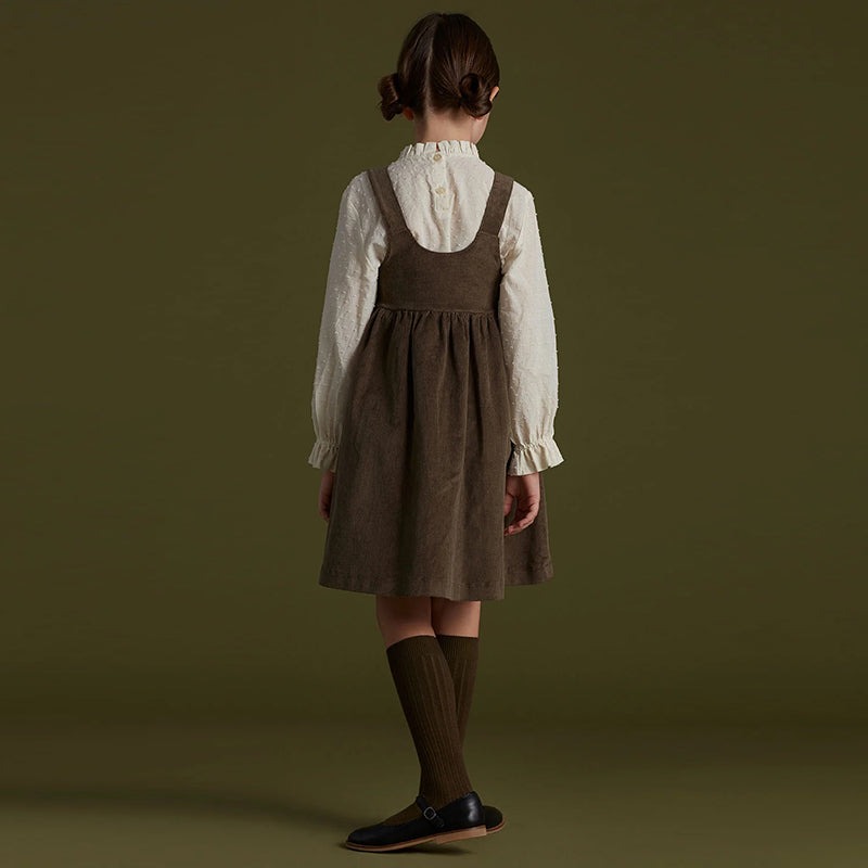 Autumn Fashion, Girls Corduroy Dress, Retro Style, Adjustable Straps, Casual Loose Fit, Sleeveless Ruched Design, C
