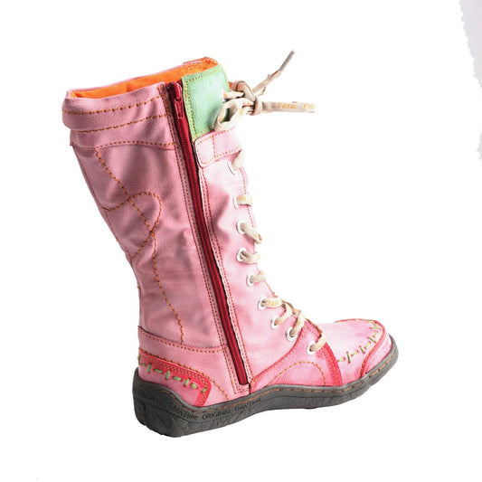 Womens Long Warm Leather Winter Boots with Hand Stitched Design