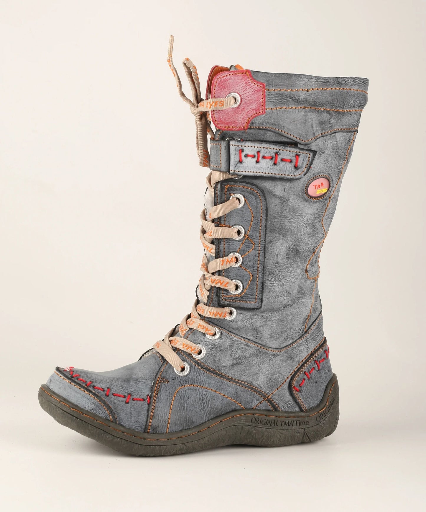 Womens Long Warm Leather Winter Boots with Hand Stitched Design