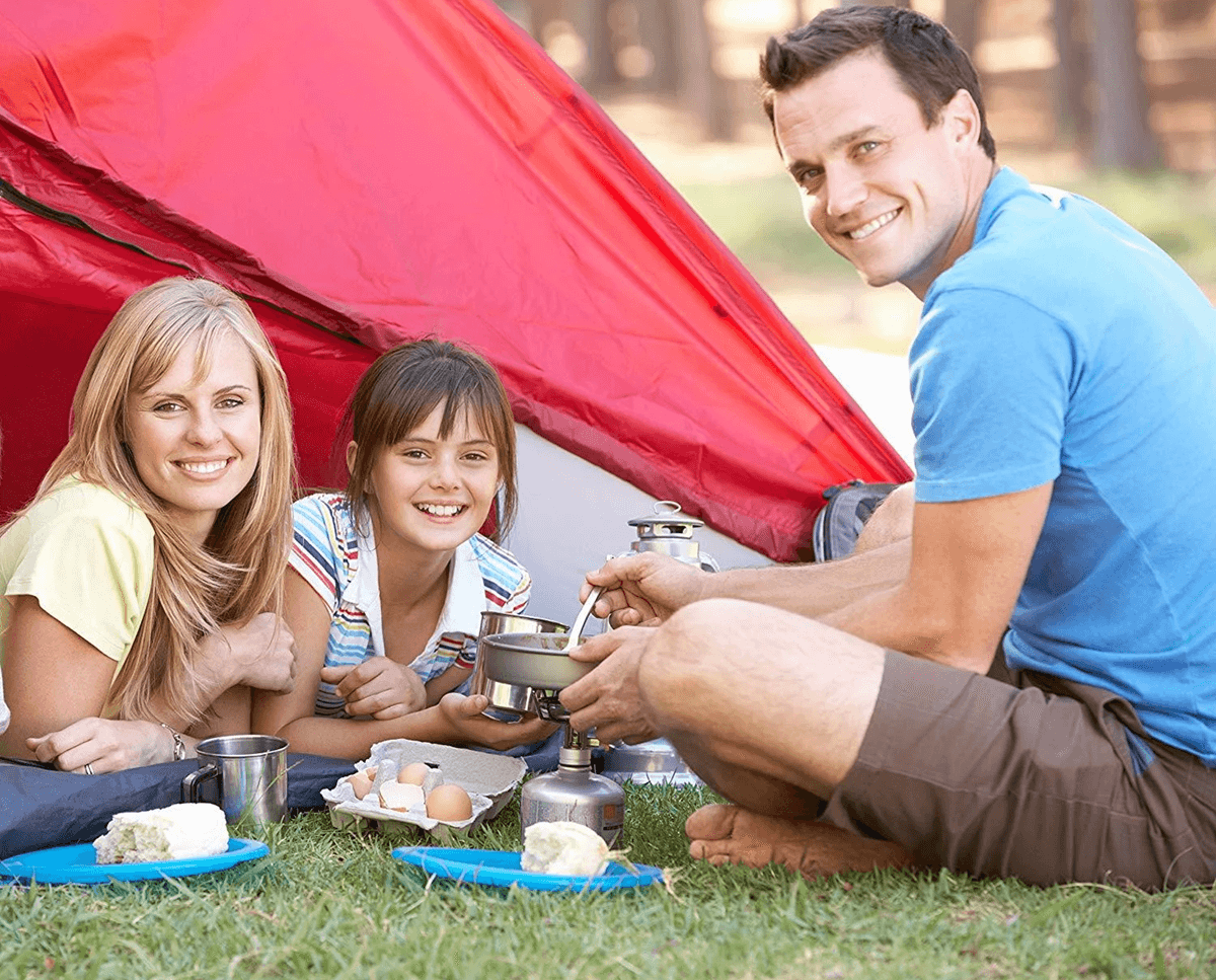 Camping Cookware Set with Folding Pot and Kettle for 2 to 3 People