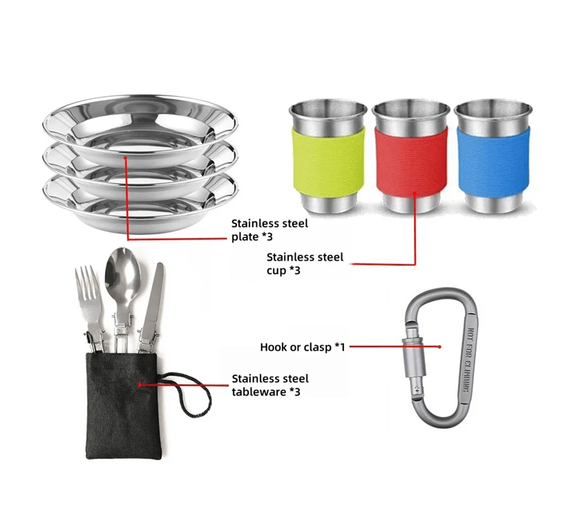 Camping Cookware Set with Folding Pot and Kettle for 2 to 3 People
