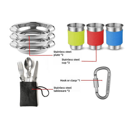 Camping Cookware Set with Folding Pot and Kettle for 2 to 3 People