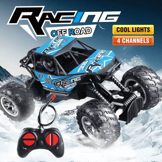 4 Way Remote Control Off Road Car for Kids with Lights and Anti Slip Tires