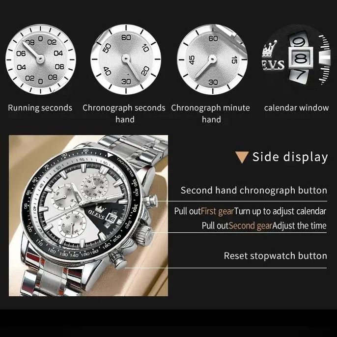 OLEVS TY705 Men Quartz Watch Waterproof Luminous Multifunction