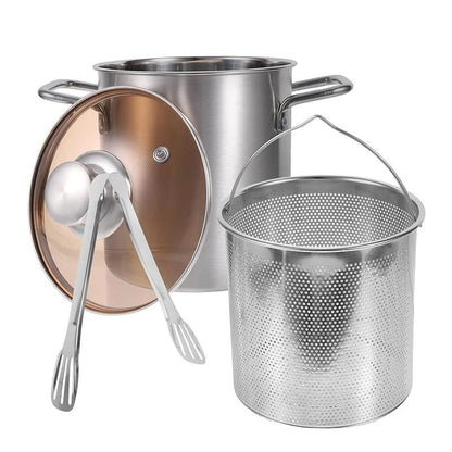 LMETJMA 3L Deep Fryer Pot Stainless Steel with Mesh Basket and Lid