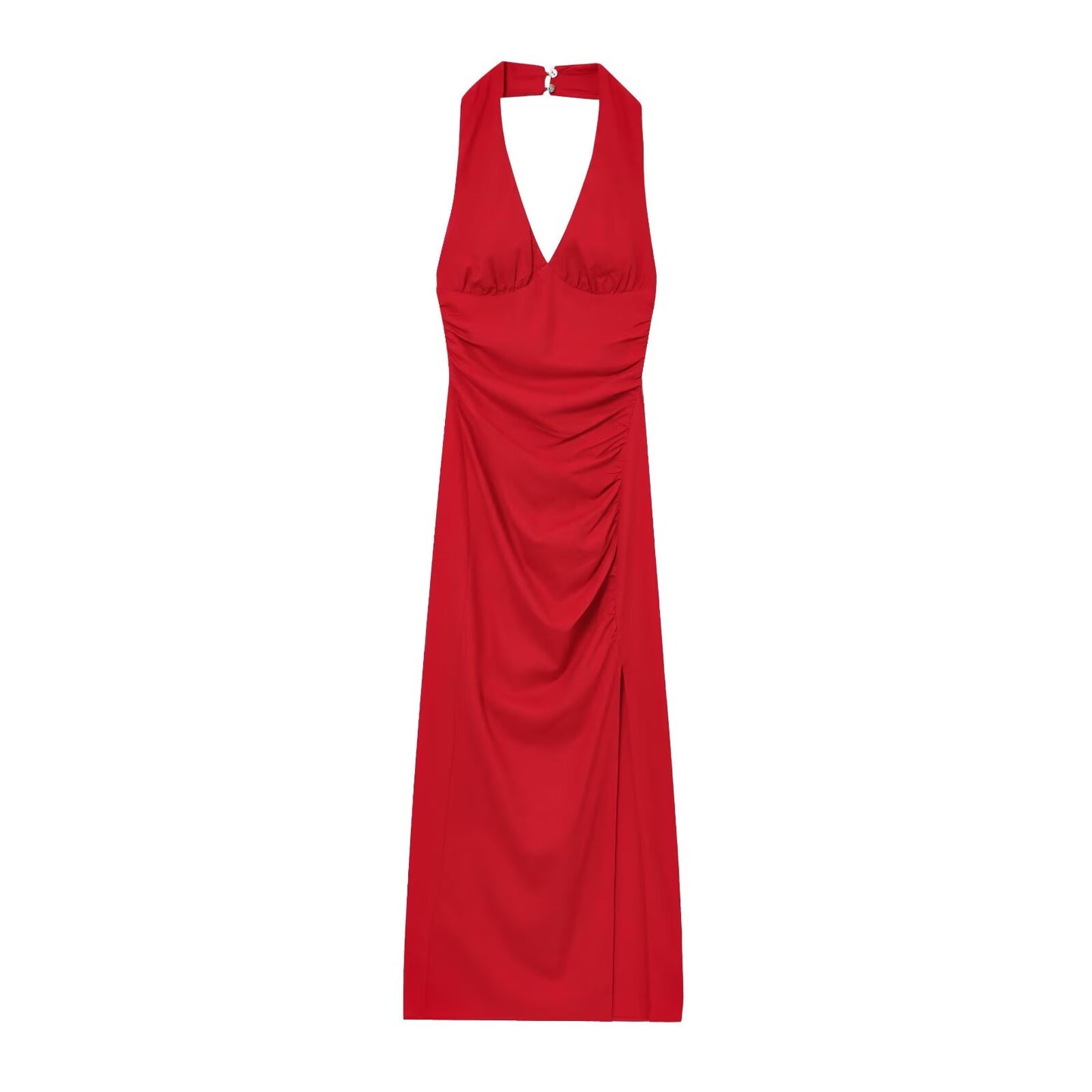 Elegant Captivating Dress for Women, Sexy Tight V Neck, Backless Ankle Length with Slit, Summer Party Dress