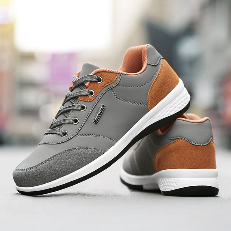 Fashion Men PU Leather Shoes Sneakers, Breathable Casual Shoes, Trend Male Footwear, Non-Slip Leisure Sneakers