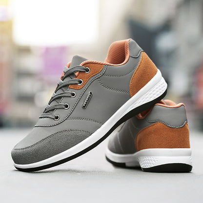 Fashion Men PU Leather Shoes Sneakers, Breathable Casual Shoes, Trend Male Footwear, Non-Slip Leisure Sneakers