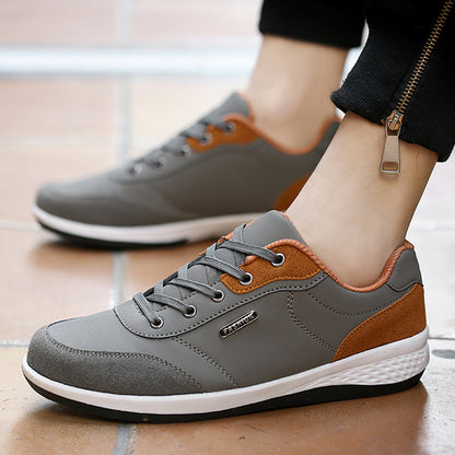 Fashion Men PU Leather Shoes Sneakers, Breathable Casual Shoes, Trend Male Footwear, Non-Slip Leisure Sneakers