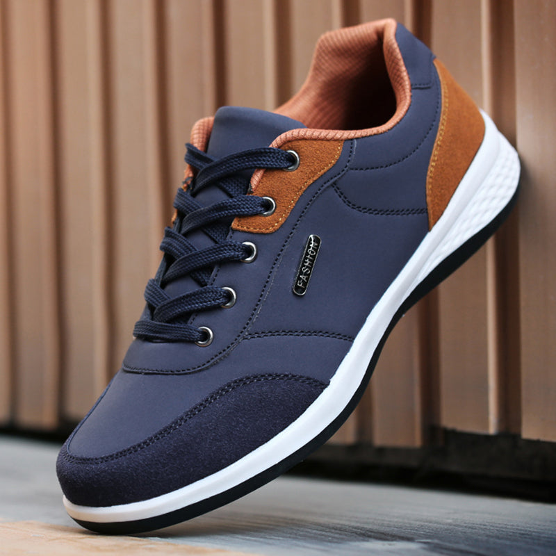 Fashion Men PU Leather Shoes Sneakers, Breathable Casual Shoes, Trend Male Footwear, Non-Slip Leisure Sneakers