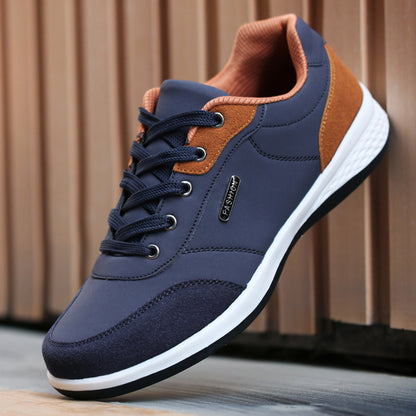 Fashion Men PU Leather Shoes Sneakers, Breathable Casual Shoes, Trend Male Footwear, Non-Slip Leisure Sneakers