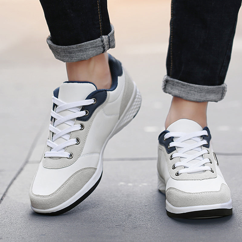 Fashion Men PU Leather Shoes Sneakers, Breathable Casual Shoes, Trend Male Footwear, Non-Slip Leisure Sneakers