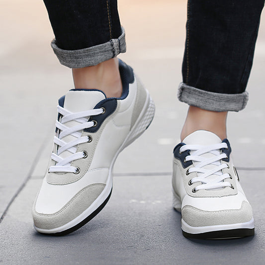Fashion Men PU Leather Shoes Sneakers, Breathable Casual Shoes, Trend Male Footwear, Non-Slip Leisure Sneakers