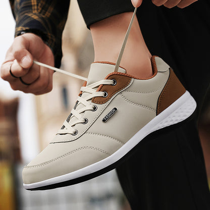 Fashion Men PU Leather Shoes Sneakers, Breathable Casual Shoes, Trend Male Footwear, Non-Slip Leisure Sneakers