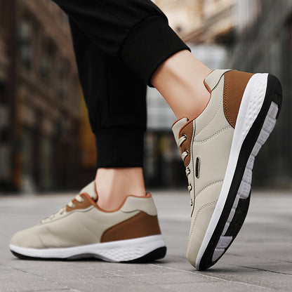 Fashion Men PU Leather Shoes Sneakers, Breathable Casual Shoes, Trend Male Footwear, Non-Slip Leisure Sneakers