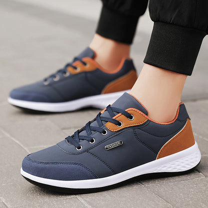 Fashion Men PU Leather Shoes Sneakers, Breathable Casual Shoes, Trend Male Footwear, Non-Slip Leisure Sneakers