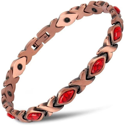 Vintage Copper Magnetic Bracelet for Men Pain Relief Therapy Link Chain with Double Row Magnets