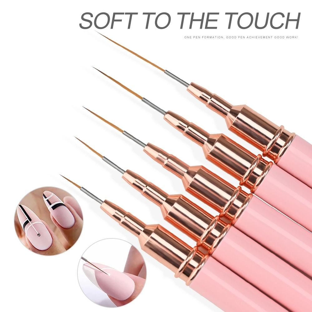 Ultra Thin Pink Nail Art Liner Brushes Set (5 pcs)