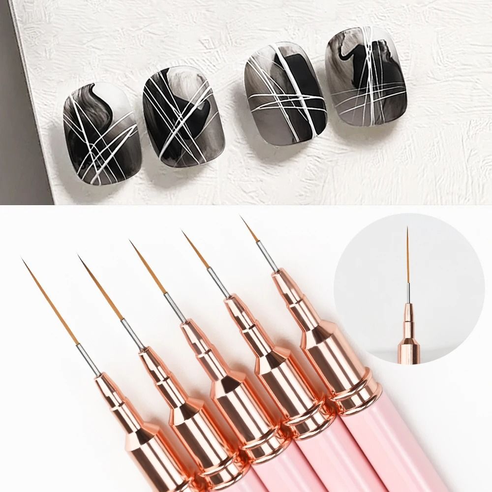 Ultra Thin Pink Nail Art Liner Brushes Set (5 pcs)