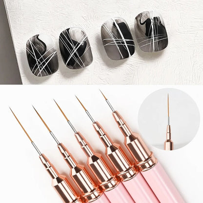 Ultra Thin Pink Nail Art Liner Brushes Set (5 pcs)