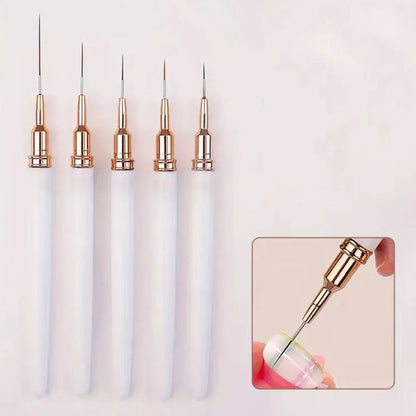 Ultra Thin Pink Nail Art Liner Brushes Set (5 pcs)