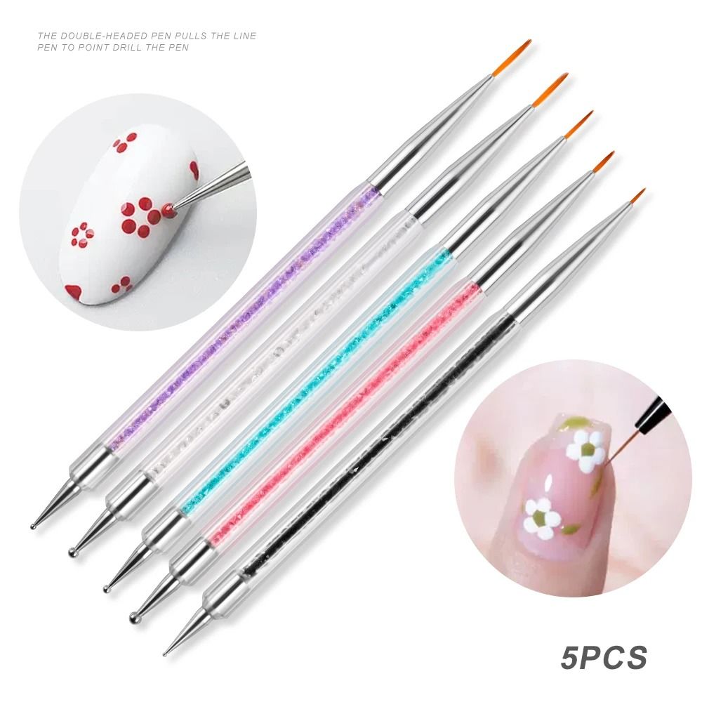 Ultra Thin Pink Nail Art Liner Brushes Set (5 pcs)