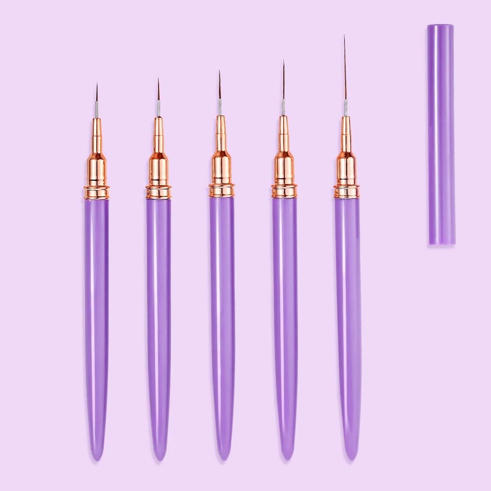 Ultra Thin Pink Nail Art Liner Brushes Set (5 pcs)