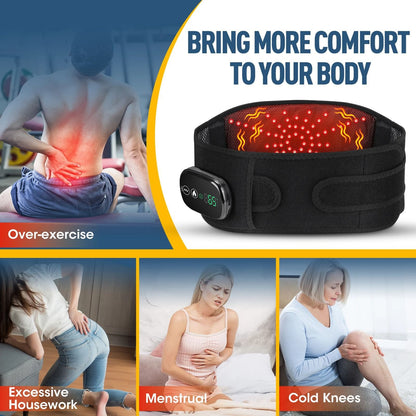 Cordless Heated Massage Pad Red Light Waist Belt