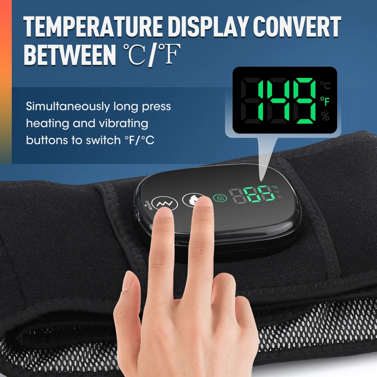 Cordless Heated Massage Pad Red Light Waist Belt