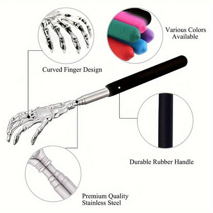 Portable Extendable Back Scratcher, Stainless Steel Telescoping Back Scratcher for Human & Pets,Extendable Back Massager