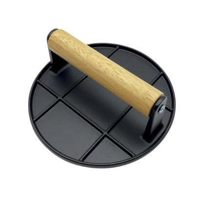 Aluminum Alloy Burger Press – Non-Stick Meat Press with Wooden Handle for Homemade Burgers & BBQ