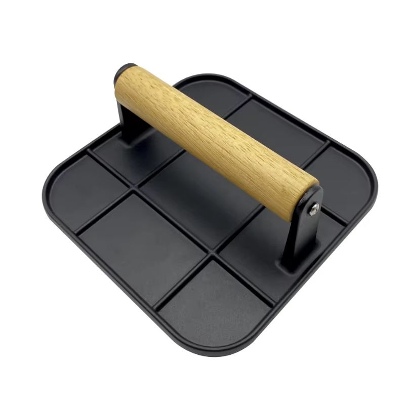 Aluminum Alloy Burger Press – Non-Stick Meat Press with Wooden Handle for Homemade Burgers & BBQ