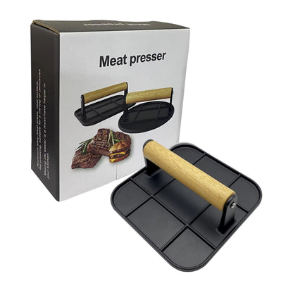 Aluminum Alloy Burger Press – Non-Stick Meat Press with Wooden Handle for Homemade Burgers & BBQ