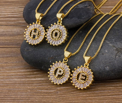 Initial Charm Crystal Necklace