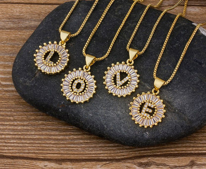 Initial Charm Crystal Necklace