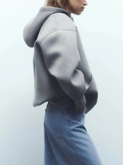 Women's Oversized Zip Hoodie, Versatile Long Sleeve Jacket, Loose Fit Casual Top, Streetwear Sweatshirt