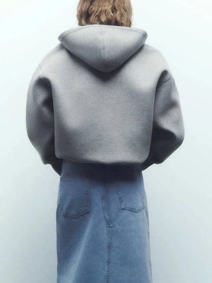 Women's Oversized Zip Hoodie, Versatile Long Sleeve Jacket, Loose Fit Casual Top, Streetwear Sweatshirt