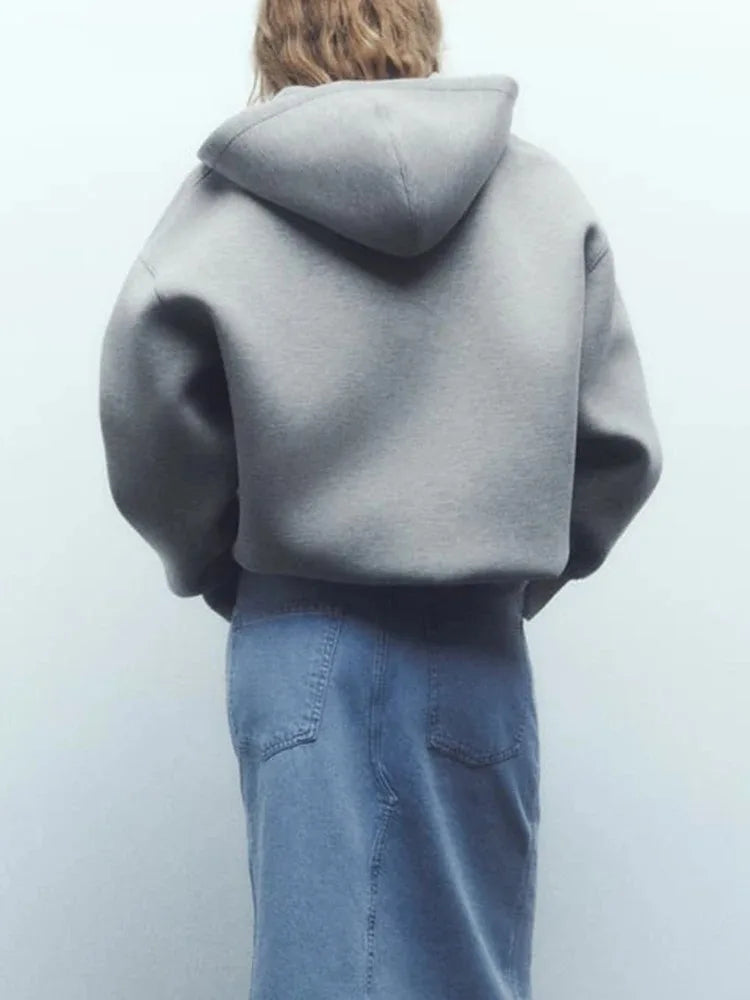 Women's Oversized Zip Hoodie, Versatile Long Sleeve Jacket, Loose Fit Casual Top, Streetwear Sweatshirt