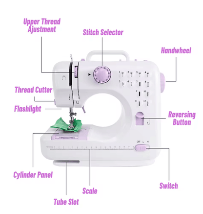 Portable Mini Sewing Machine with 12 Stitches Foot Pedal and Speed Control