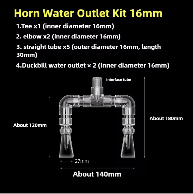 Aquarium Tank Pump Duckbill Water Outlet with Double Head Connector for Fish Tanks and Irrigation