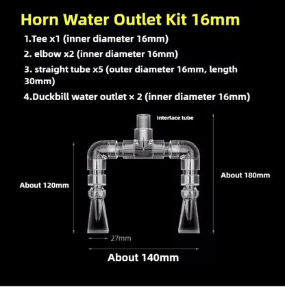 Aquarium Tank Pump Duckbill Water Outlet with Double Head Connector for Fish Tanks and Irrigation