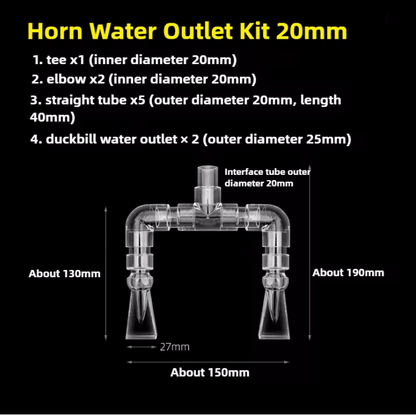 Aquarium Tank Pump Duckbill Water Outlet with Double Head Connector for Fish Tanks and Irrigation