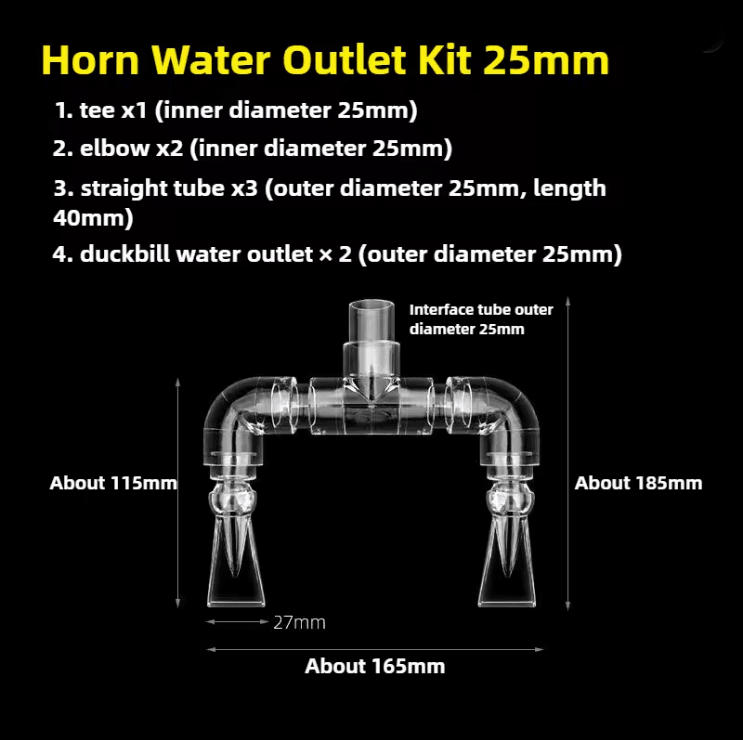 Aquarium Tank Pump Duckbill Water Outlet with Double Head Connector for Fish Tanks and Irrigation