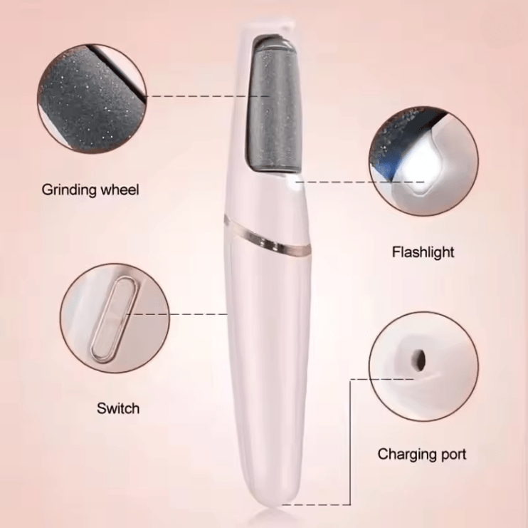 Rechargeable Electric Foot Grinder with Removable Roller Heads for Smooth Feet