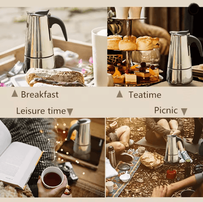 Stainless Steel Moka Pot Italian Coffee Maker Stovetop Espresso Pot 9 Cup