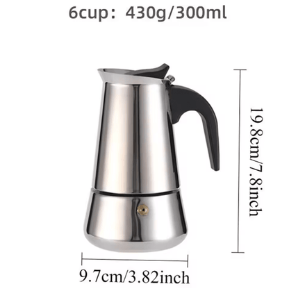 Stainless Steel Moka Pot Italian Coffee Maker Stovetop Espresso Pot 9 Cup