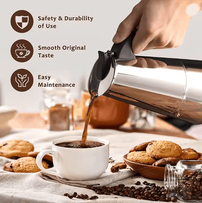 Stainless Steel Moka Pot Italian Coffee Maker Stovetop Espresso Pot 9 Cup