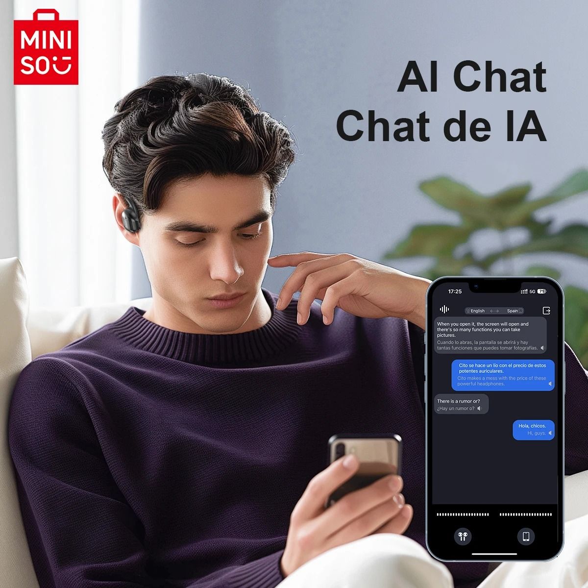 Miniso MS162 Intelligent Bluetooth Translation Earbuds Wireless Chat Headset